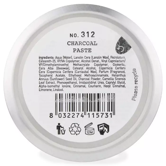 Паста для Укладки Волос на Основе Древесного Угля DEPOT 300 Hair Stylings 312 Chorcoal Paste