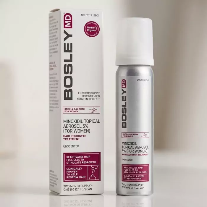 Пена с Миноксидилом 5 % для Восстановления Роста Волос у Женщин Bosley MD Minoxidil Topical Aerosol for Women (курс 2 месяца)