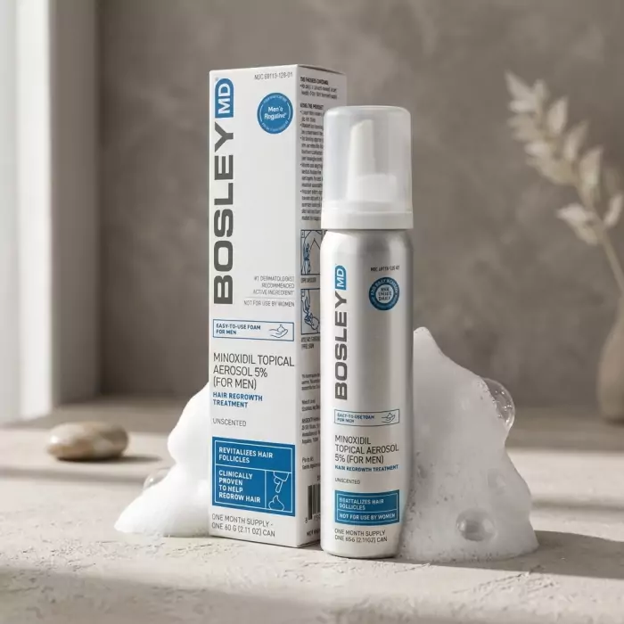 Пена с Миноксидилом 5 % для Восстановления Роста Волос у Мужчин Bosley MD Minoxidil Topical Aerosol for Men (курс 1 месяц)